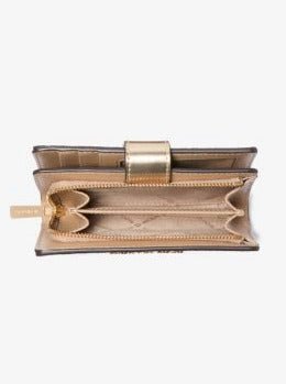 Michael Kors Jet Set Medium Metallic Logo Wallet – Vanilla - Image 3