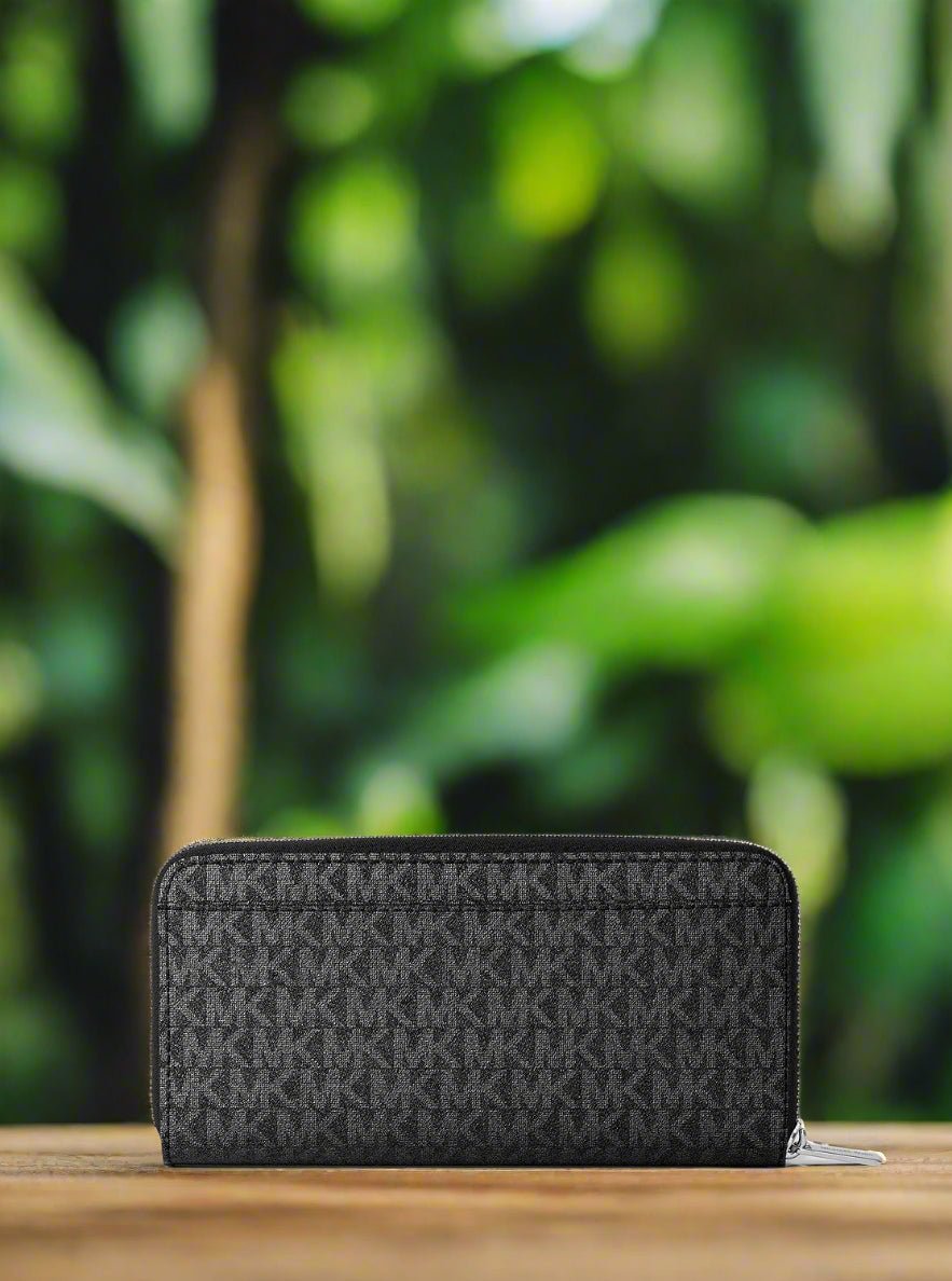 Michael Kors Cooper Embellished Logo Zip-Around Wallet – Black - Image 2