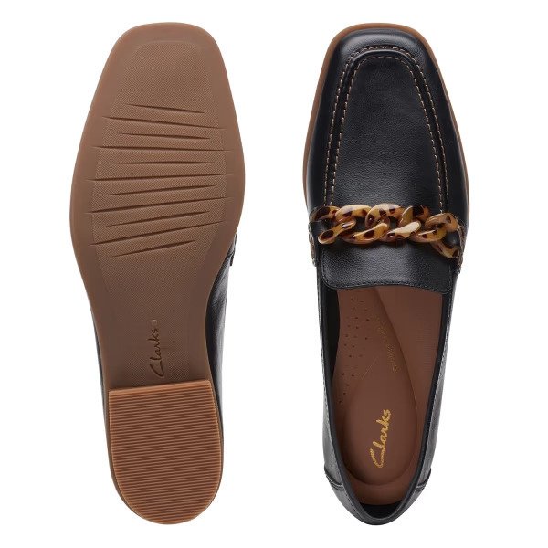 Clarks Sarafyna Iris Black Leather - Size: UK6, fit D - Image 7