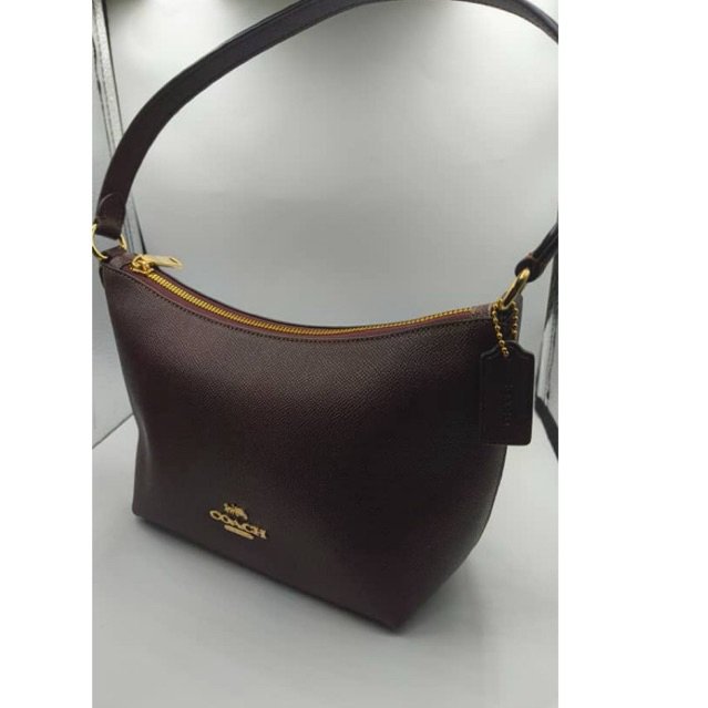 Coach Zip Top Shoulder Bag in Merlot - Image 4